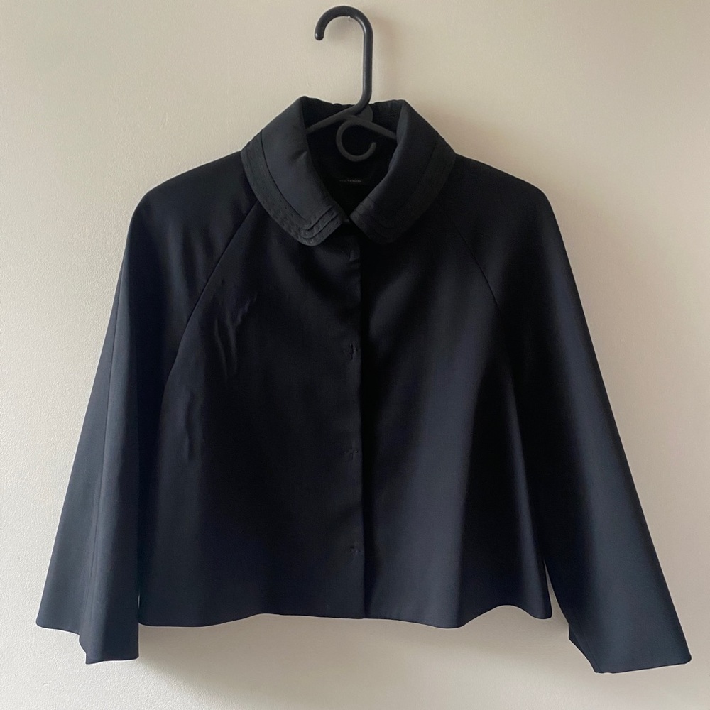 COPY - Elie Tahari | Jacket Blazer Black Crop 3/4 Sleeve Button Collar Womens 4